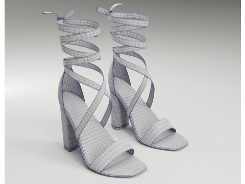 Strappy suede heels collection 3D Model