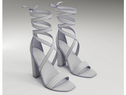 Strappy suede heels collection 3D Model