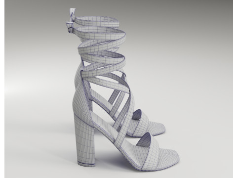 Strappy suede heels collection 3D Model