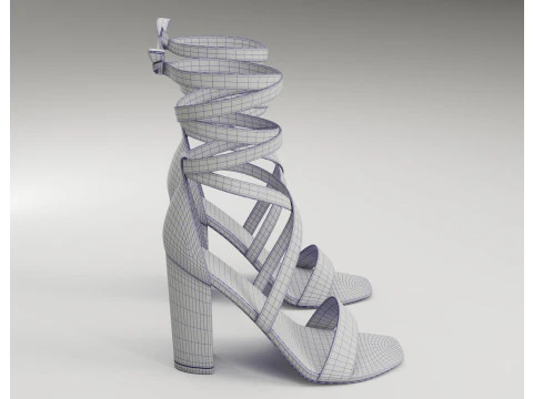 Strappy suede heels collection 3D Model