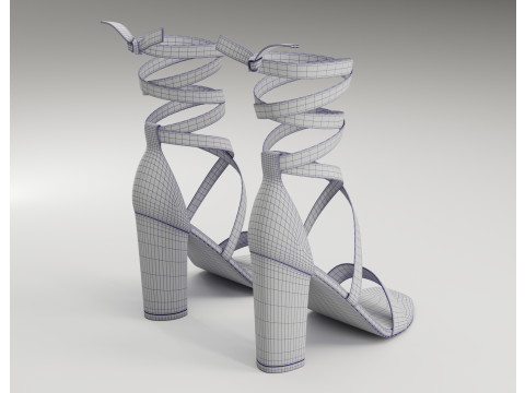 Strappy suede heels collection 3D Model