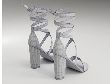 Strappy suede heels collection 3D Model