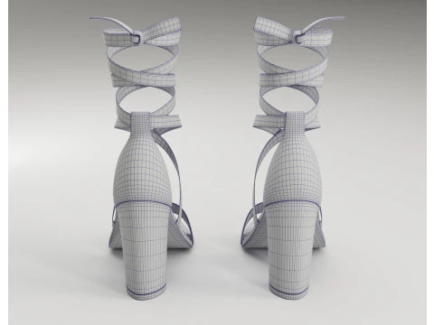 Strappy suede heels collection 3D Model