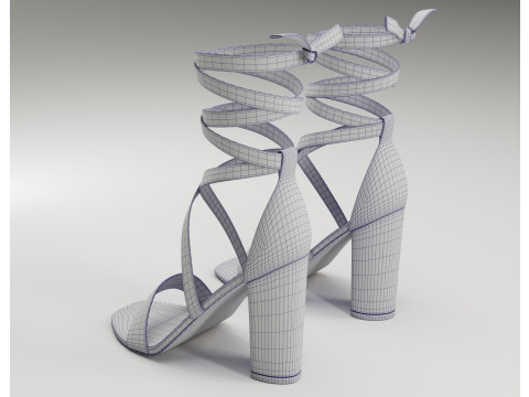 Strappy suede heels collection 3D Model