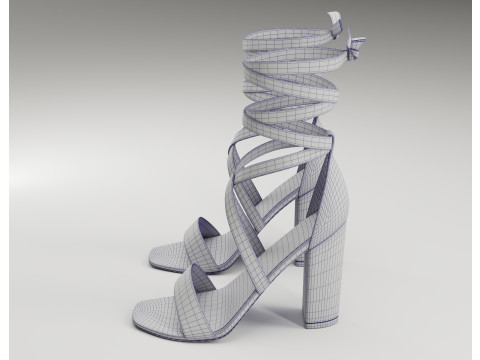 Strappy suede heels collection 3D Model