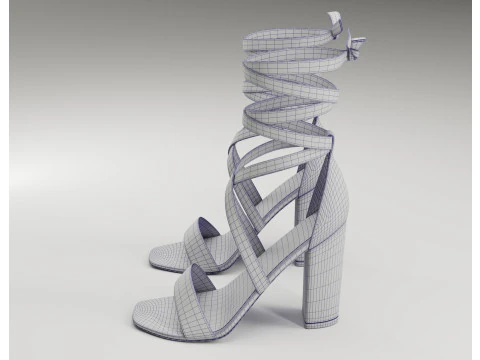 Strappy suede heels collection 3D Model