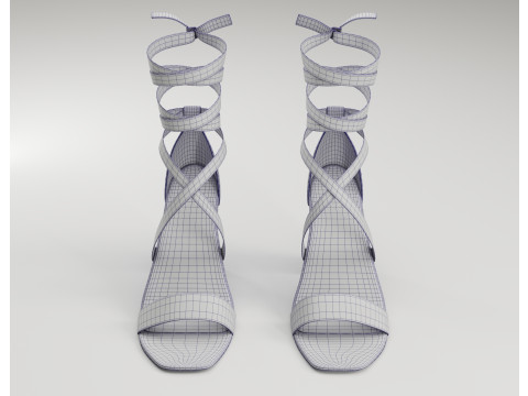 Strappy suede heels collection 3D Model