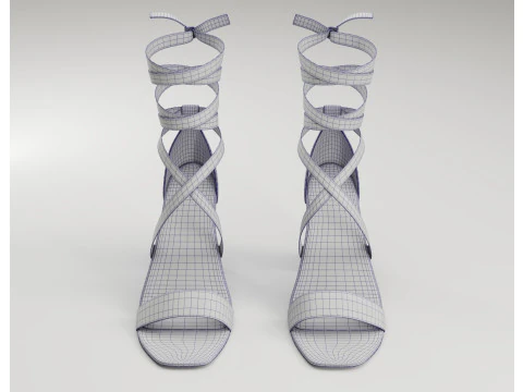 Strappy suede heels collection 3D Model