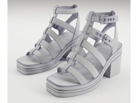 Sand&aacute;lias grossas de estrada, cole&ccedil;&atilde;o de design Asos Modelo 3D