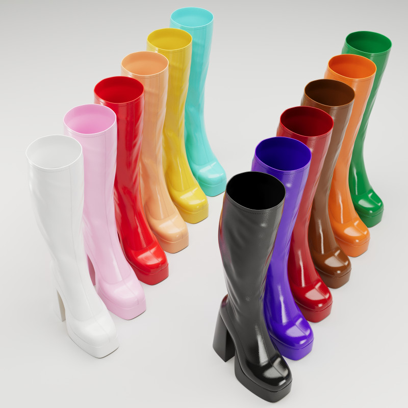 Collection of NOKWOL Emmie platform knee boots 3D Model .c4d .max .obj .3ds .fbx .stl .blend 
