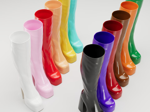 Collection of NOKWOL Emmie platform knee boots 3D Model