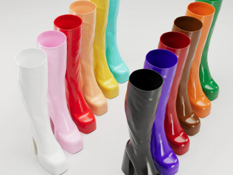 Collezione di stivali al ginocchio con piattaforma NOKWOL Emmie Modello 3D