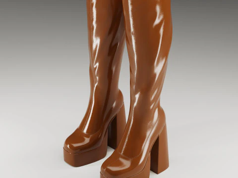Collection of NOKWOL Emmie platform knee boots 3D Model