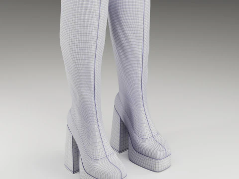 Collection of NOKWOL Emmie platform knee boots 3D Model