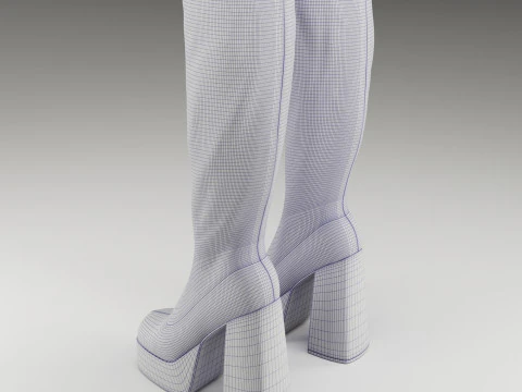 Collection of NOKWOL Emmie platform knee boots 3D Model