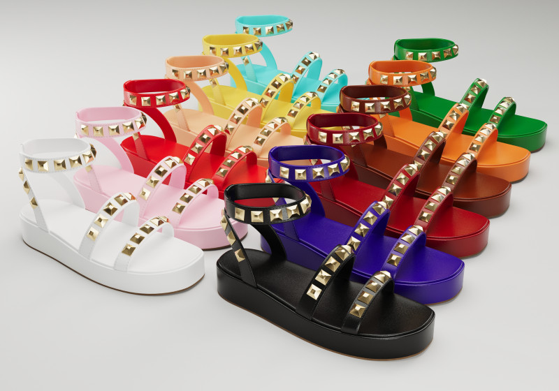 The Wade Ecru Studded Strappy Platform Sandals collection 3D Model .c4d .max .obj .3ds .fbx .stl .blend