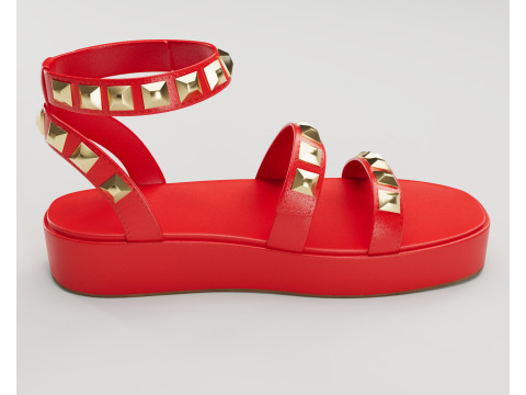 The Wade Ecru Studded Strappy Platform Sandals collection 3D Model