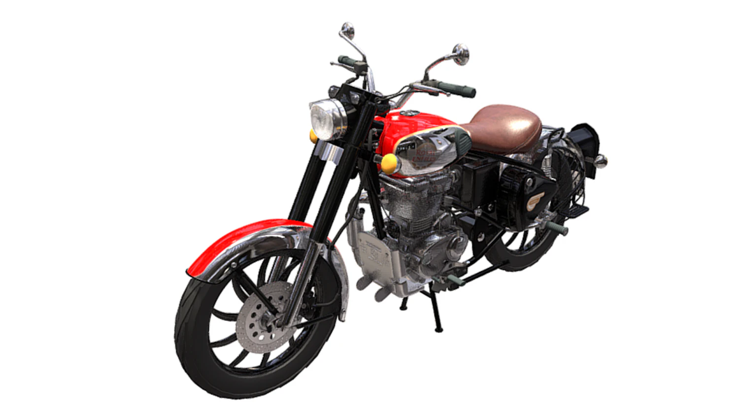 Royal Enfield Classic 350 Red 3D Model .c4d .max .obj .3ds .fbx .stl .blend 