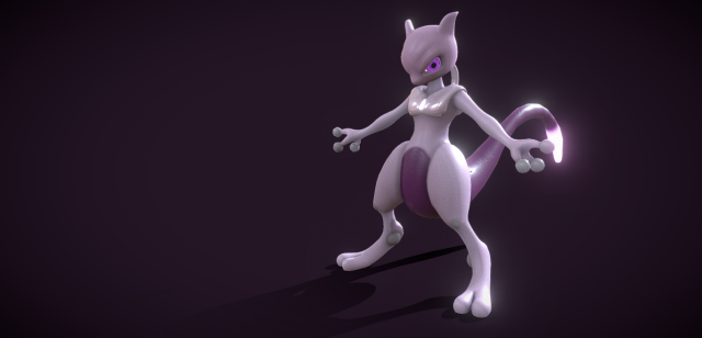 Mewtwo Pokemon 3D Model .c4d .max .obj .3ds .fbx .stl .blend 