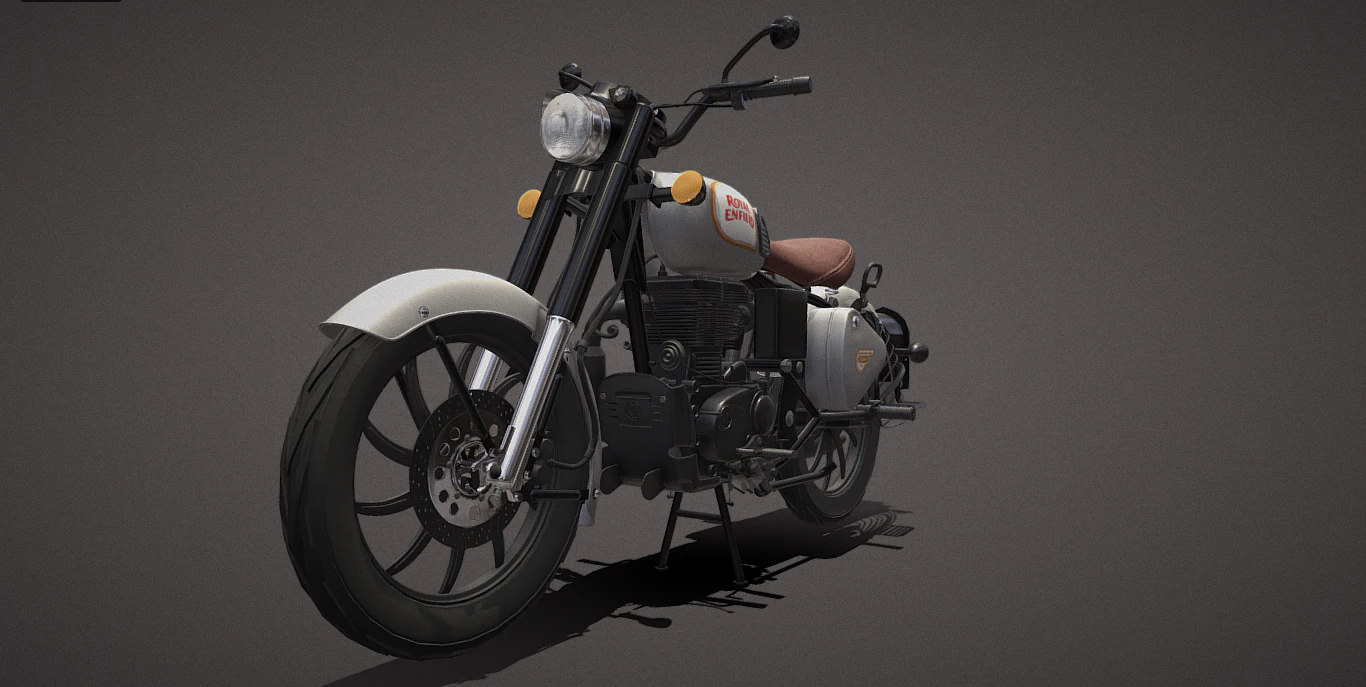 Royal Enfield Classic 350 Motorbike 3D Model .c4d .max .obj .3ds .fbx .stl .blend