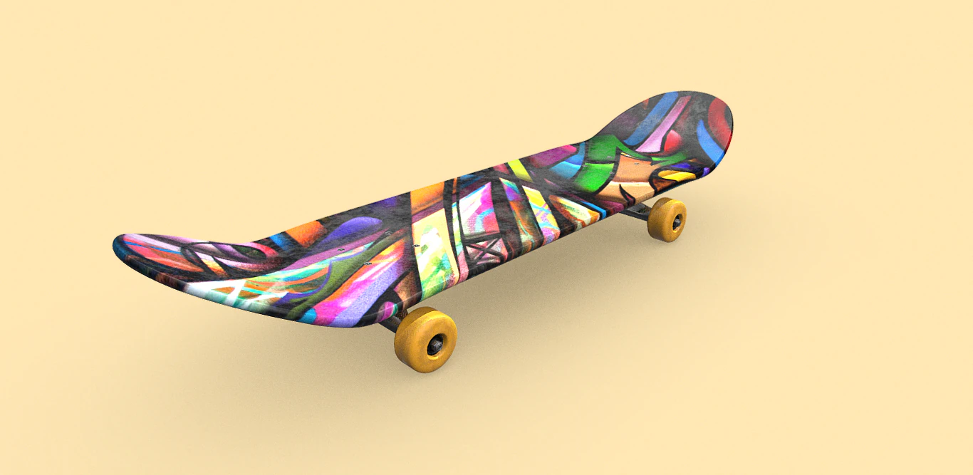 Skateboard 3D Model .c4d .max .obj .3ds .fbx .stl .blend 