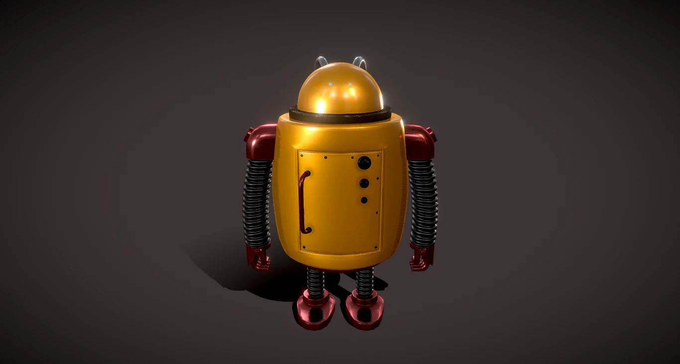 Robot Cartoon 3D Model .c4d .max .obj .3ds .fbx .stl .blend 