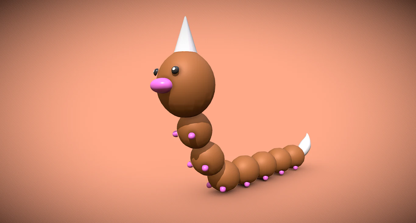 Weedle Pokmon 3D Model .c4d .max .obj .3ds .fbx .stl .blend 