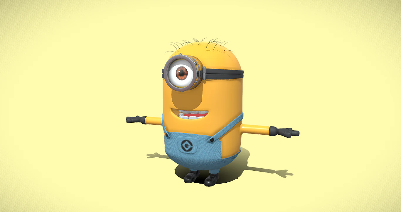 Minions Stuart Character 3D Model .c4d .max .obj .3ds .fbx .stl .blend 