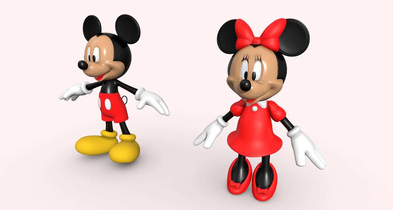 Mickey Minnie Mouse 3D Model .c4d .max .obj .3ds .fbx .stl .blend 