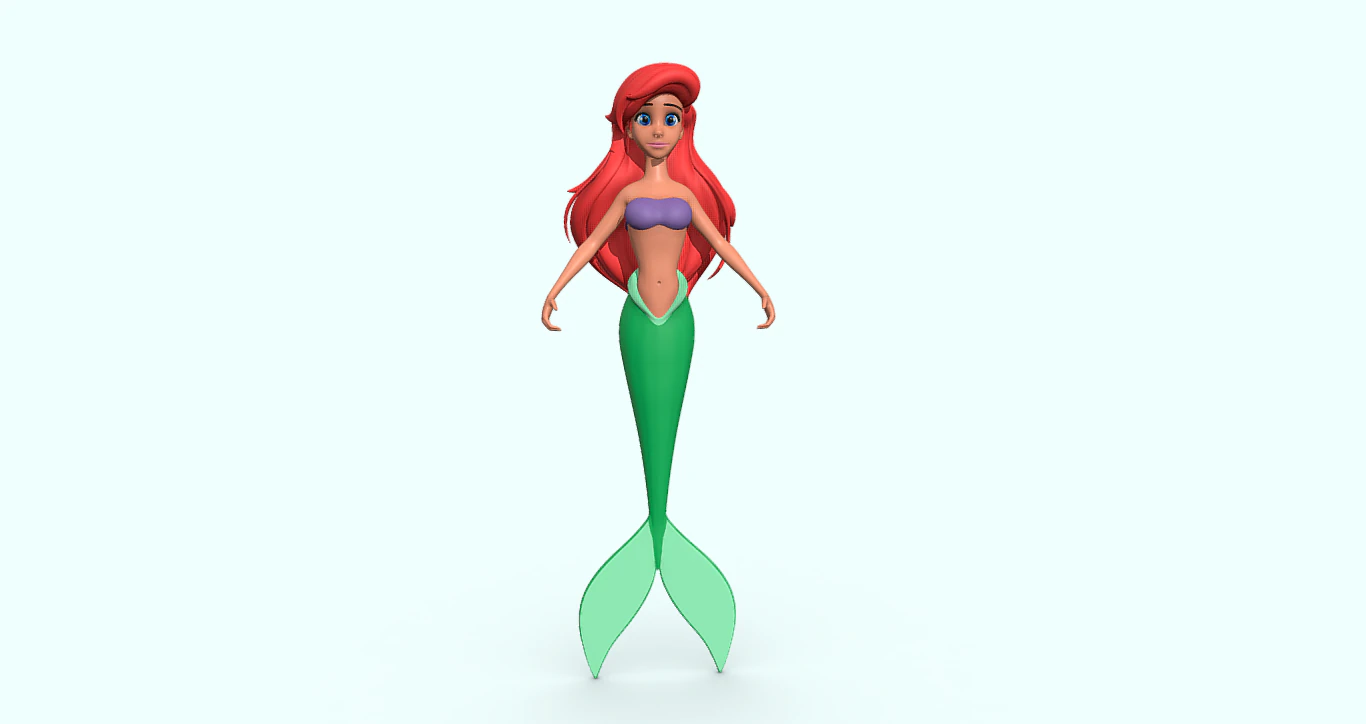 Princess Ariel The Little Mermaid 3D Model .c4d .max .obj .3ds .fbx .stl .blend