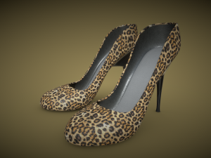 Step Into Style with Womens High Heels in Leopard Print 3D Model