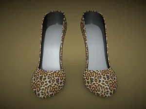 Entre no estilo com salto alto feminino com estampa de leopardo Modelo 3D