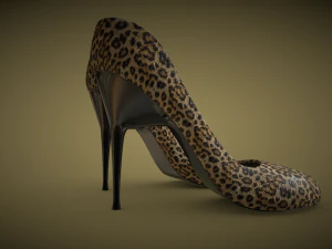 Entre no estilo com salto alto feminino com estampa de leopardo Modelo 3D