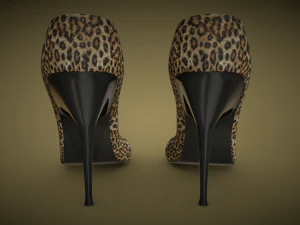 Entre no estilo com salto alto feminino com estampa de leopardo Modelo 3D