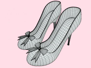 Gift Bows Womens High Heel Sandals - Elevate Your Look with Elegant Charm 3D Model