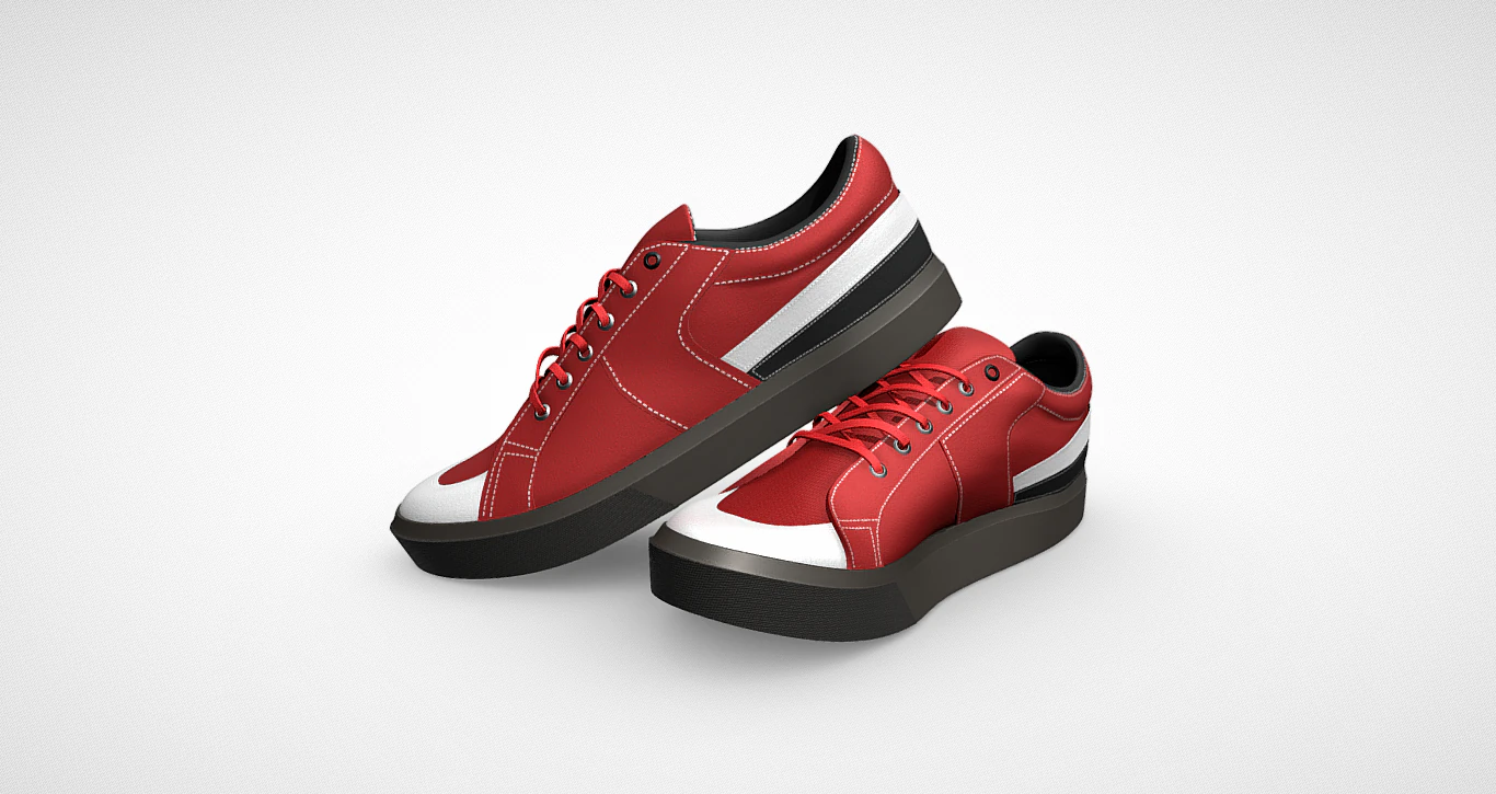 Red Sneakers Make a Bold Statement with Vibrant Style 3D Model .c4d .max .obj .3ds .fbx .stl .blend 