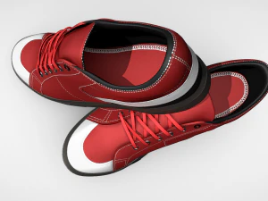 Red Sneakers Make a Bold Statement with Vibrant Style 3D Model
