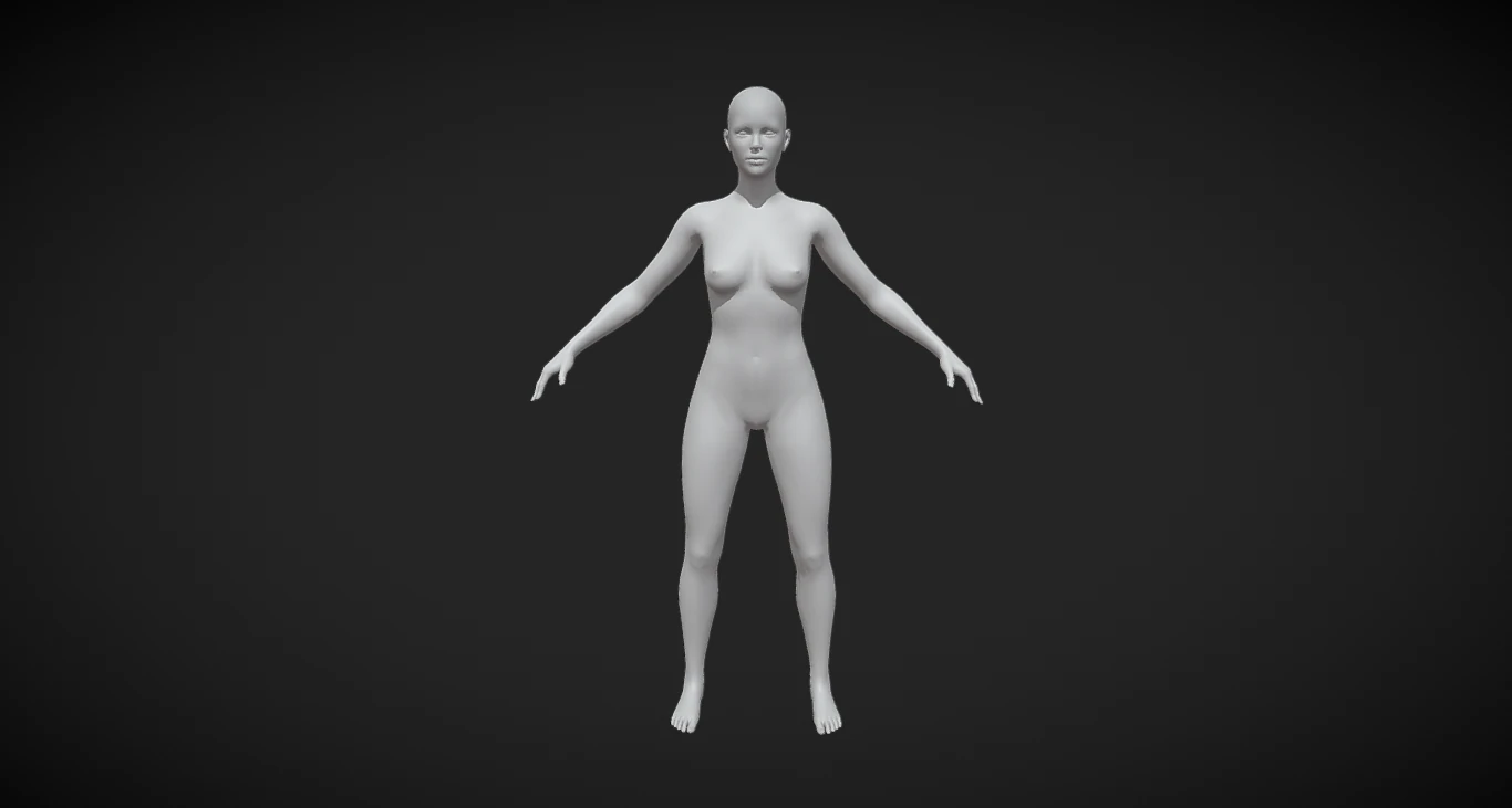 Unleash Your Creativity with Our Female Body Mesh A-Pose 3D Model .c4d .max .obj .3ds .fbx .stl .blend 