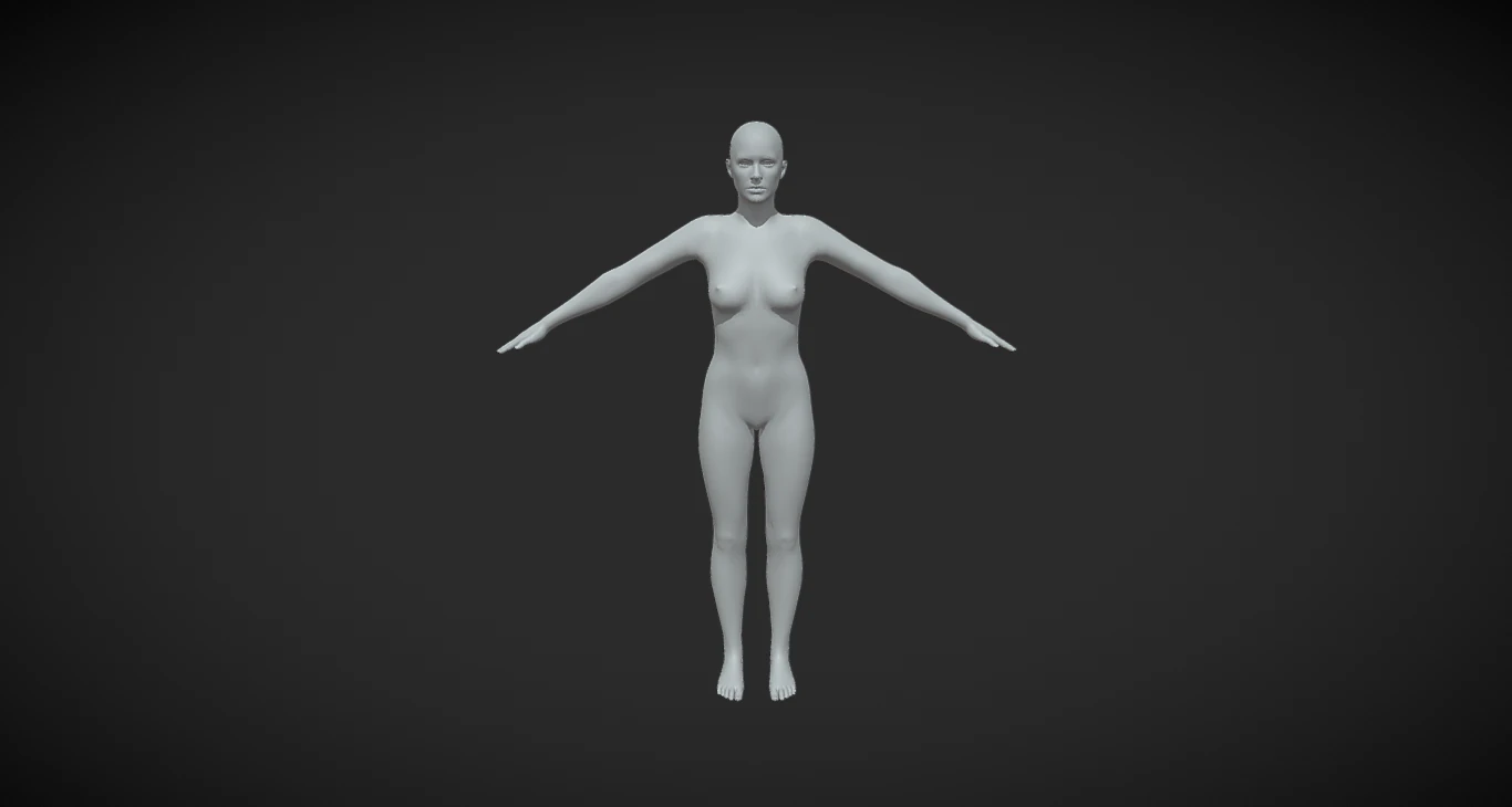 Graceful Beginnings Explore Creativity with our Female Body Mesh A-Pose 3D Model .c4d .max .obj .3ds .fbx .stl .blend 