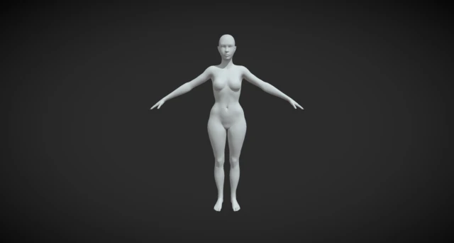 Eleganza in posa Ti presentiamo la nostra A-Pose in rete per il corpo femminile Modello 3D .c4d .max .obj .3ds .fbx .stl .blend