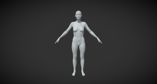 Craft Your Characters with Precision Female Body Base Mesh A-Pose 3D Model .c4d .max .obj .3ds .fbx .stl .blend 