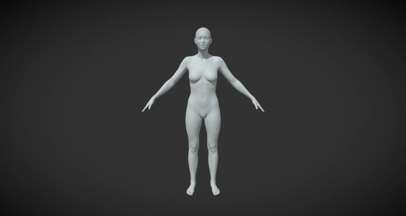 使用精准的女性身体基础网格 A 字姿势打造您的角色 3D 模型 .c4d .max .obj .3ds .fbx .stl .blend 