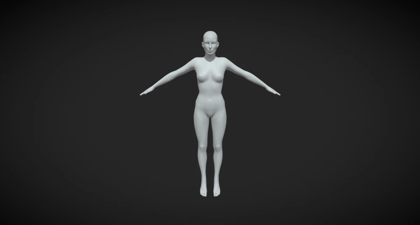 Unleash Your Creative Vision Female Body Base Mesh A-Pose 3D Model .c4d .max .obj .3ds .fbx .stl .blend 