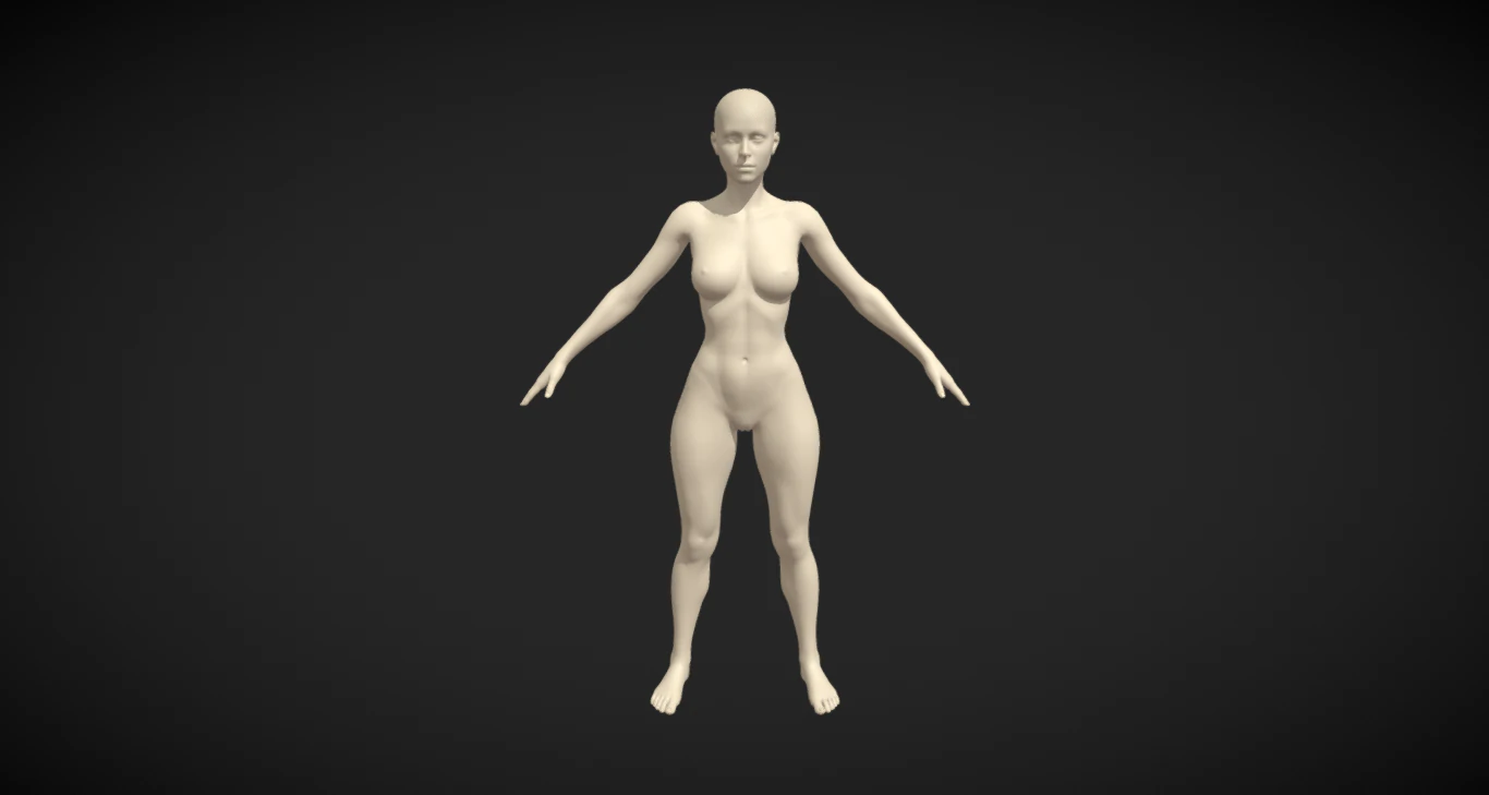 Elevate Your Creations Female Body Base Mesh A-Pose 3D Model .c4d .max .obj .3ds .fbx .stl .blend 