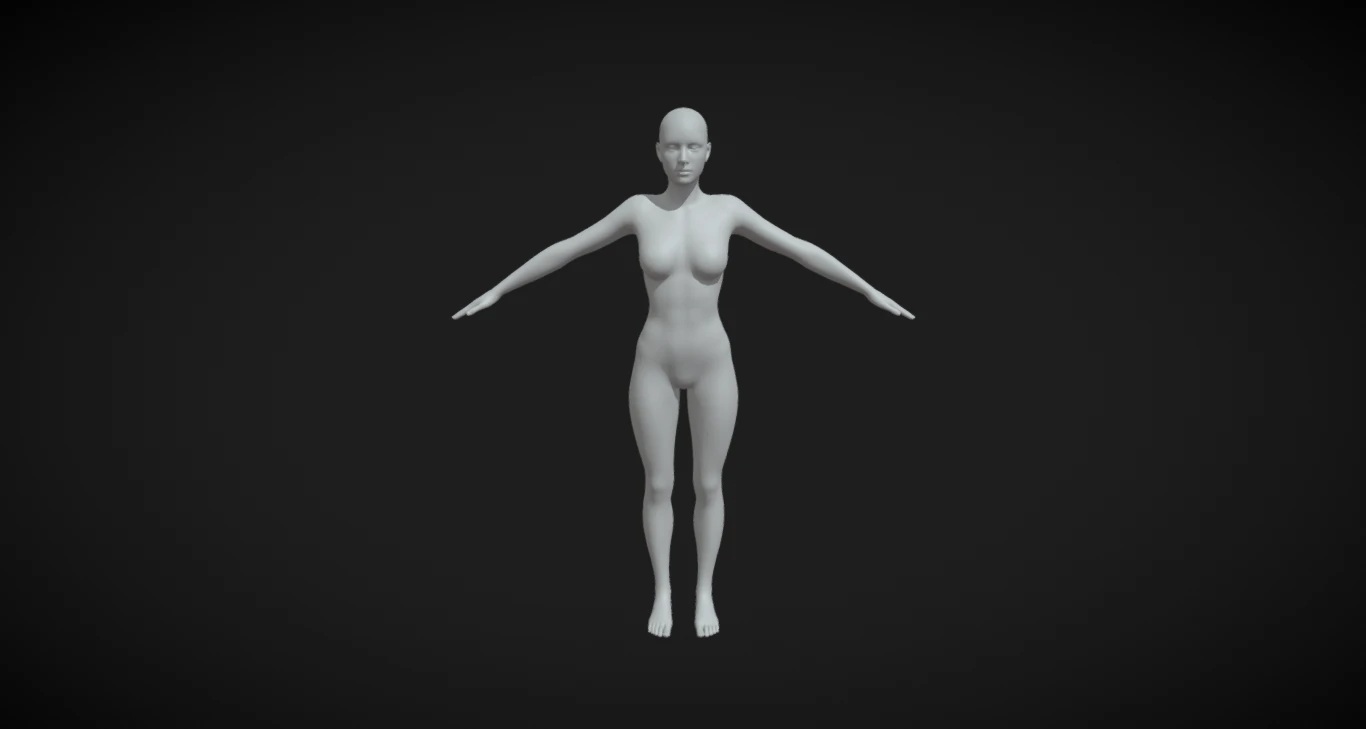 Sculpting Strength and Elegance Female Fit Body Base Mesh A-Pose 3D Model .c4d .max .obj .3ds .fbx .stl .blend
