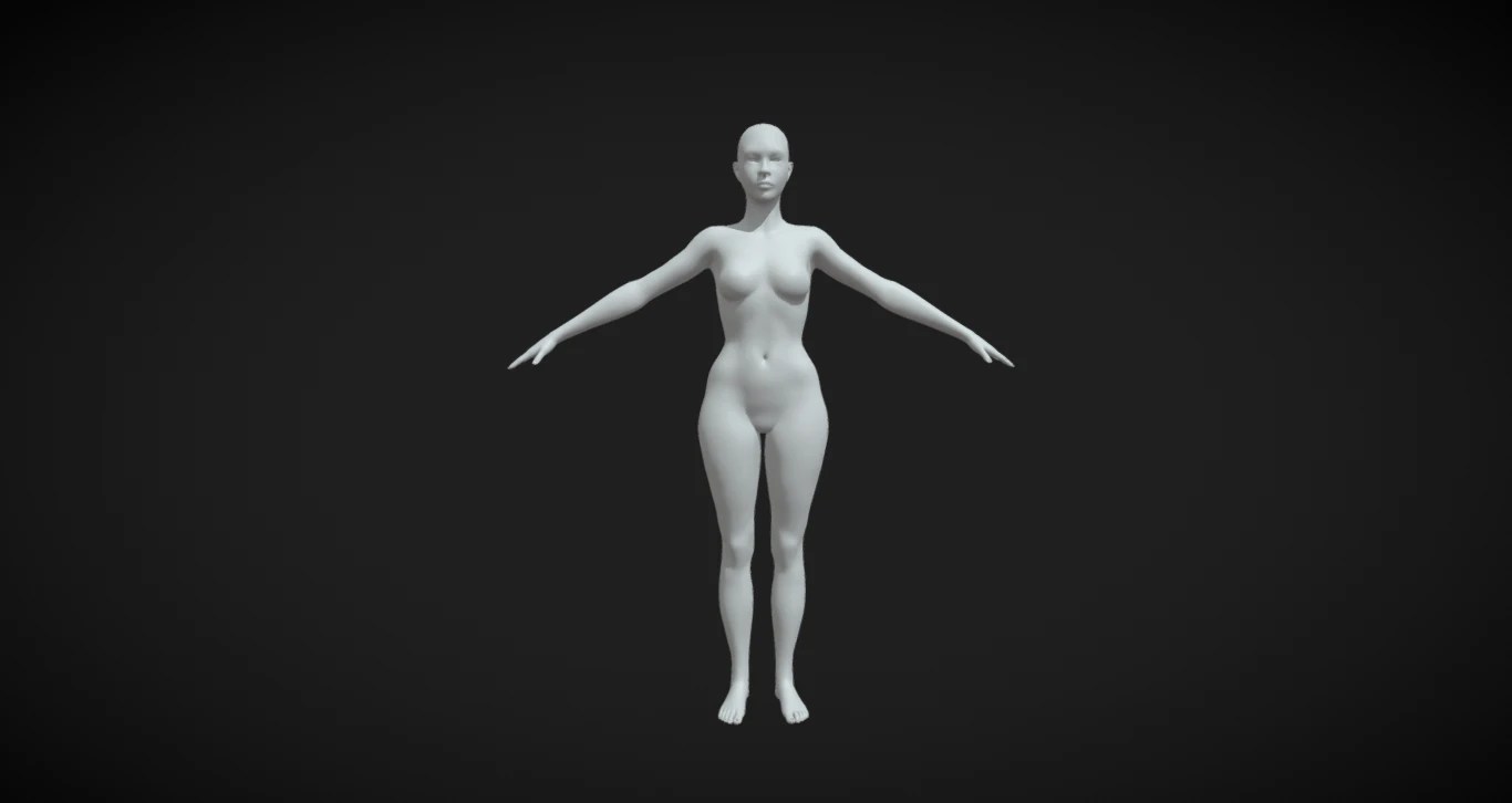Verk&ouml;rpert St&auml;rke und Eleganz. Female Fit Body Base Mesh A-Pose 3D Modell .c4d .max .obj .3ds .fbx .stl .blend 