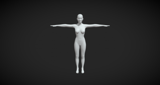 Foundation of Feminine Form Women Body Base Mesh in T-Pose Modèle 3D .c4d .max .obj .3ds .fbx .stl .blend 
