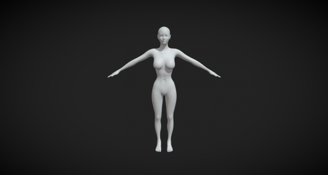 Sleek and Stylish Slim Women Body Base Mesh in A-Pose 3D-Modell .c4d .max .obj .3ds .fbx .stl .blend 