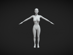 Sleek and Stylish Slim Women Body Base Mesh in A-Pose 3D Model