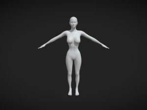 Malha de base corporal feminina elegante e elegante em pose A Modelo 3D